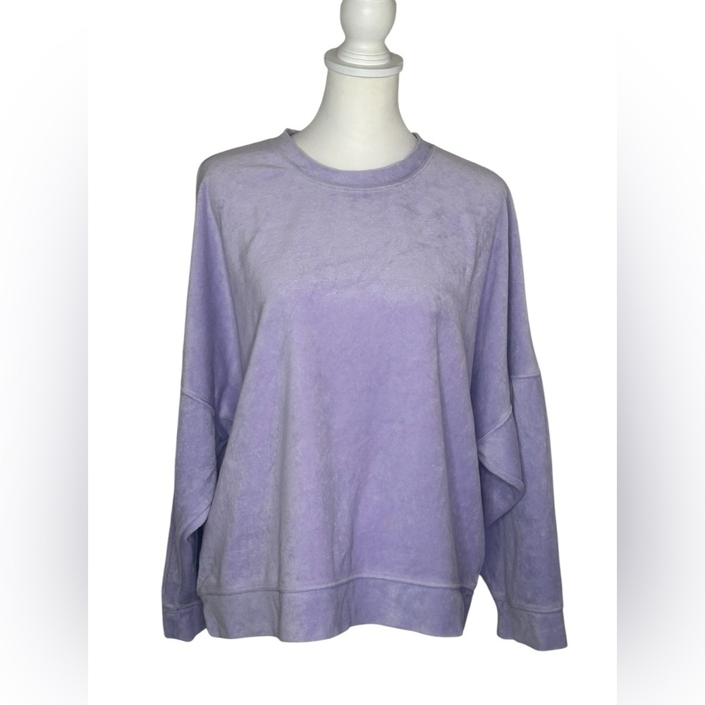 aerie Lavender Crew Sweatshirt EUC Drop Shoulder cozy spring sz XL Transition